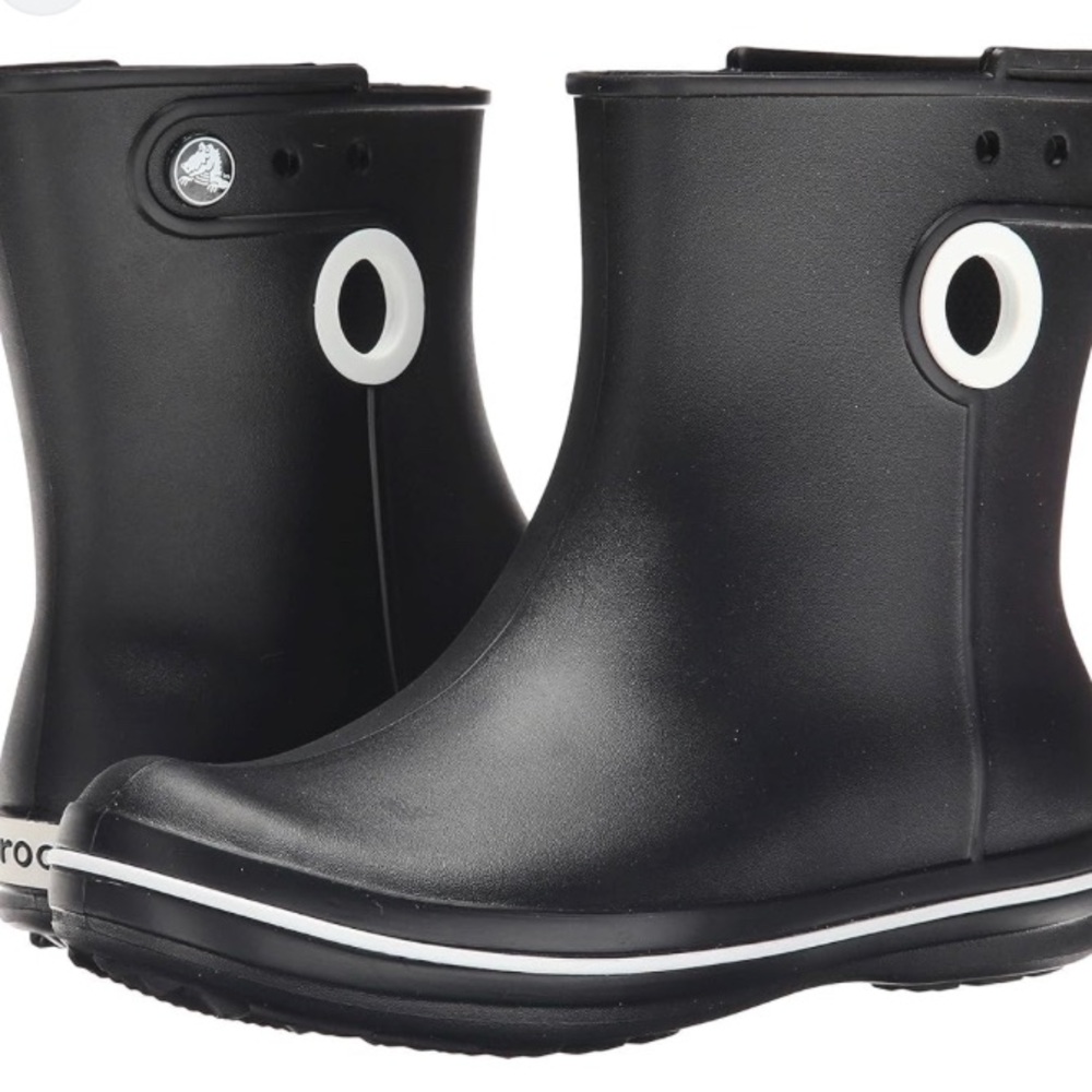 CROCS Black Rain Boot with White Accent - Picture 11 of 11